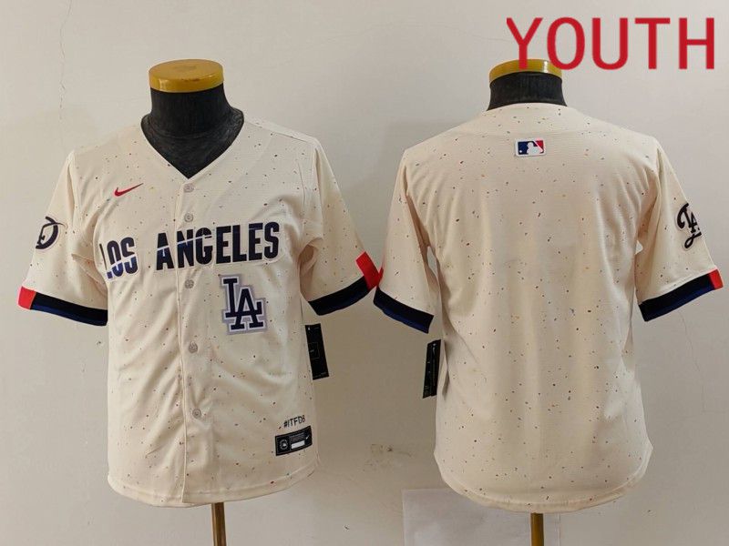 Youth Los Angeles Dodgers Blank Cream Fashion Nike Game MLB Jersey style 6291->women mlb jersey->Women Jersey